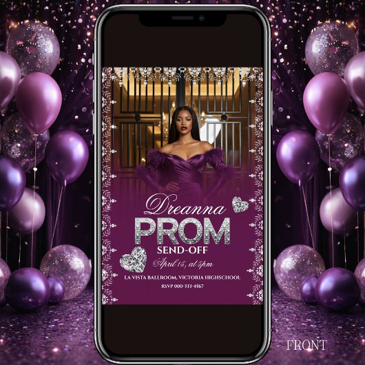 Luxury Purple Elegant Prom Send-Off Invitation 招待状