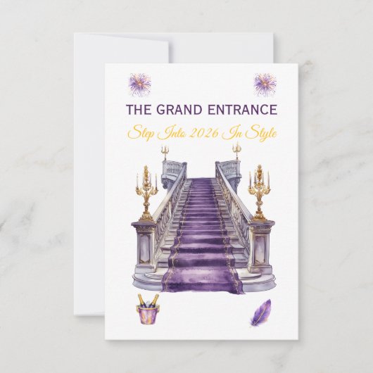 Luxury Purple & Gold New Year 2026 Invitation 招待状 (正面)