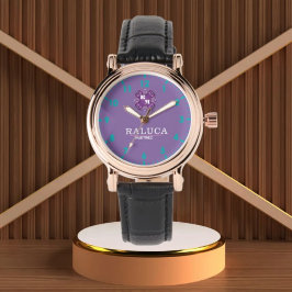 Luxury Purple Gold Personalized Custom Monogram 腕時計