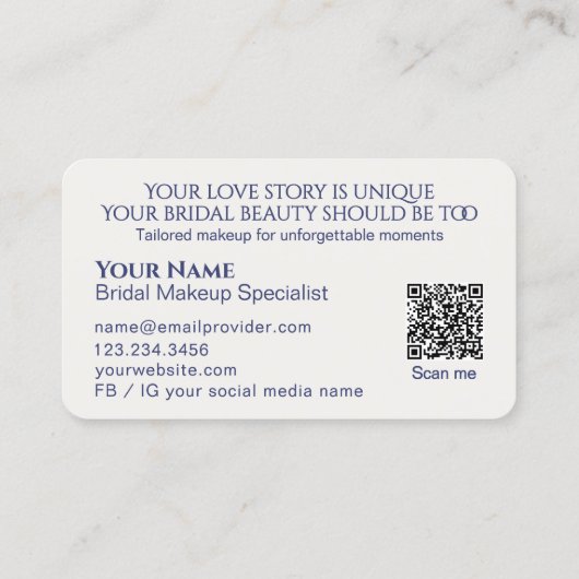 Luxury Purple Ivory Floral Bridal Makeup Artist 名刺 (裏面)