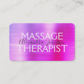 Luxury Purple Pink Brushed Metal Massage Therapy 名刺 (正面)