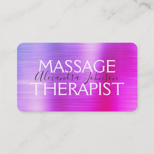 Luxury Purple Pink Brushed Metal Massage Therapy 名刺 (正面)