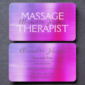 Luxury Purple Pink Brushed Metal Massage Therapy 名刺