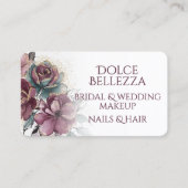 Luxury Purple Teal Floral Bridal Makeup Artist 名刺 (正面)