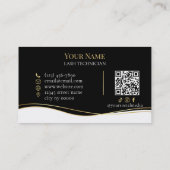 Luxury QR code Black and Gold Lash Technician 名刺 (裏面)