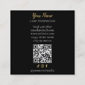 Luxury QR code Black and Gold Lash Technician Busi スクエア名刺 (裏面)
