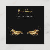 Luxury QR code Black and Gold Lash Technician Busi スクエア名刺 (正面)