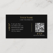 Luxury QR code Black and Gold Lash Technician Busi 名刺 (裏面)
