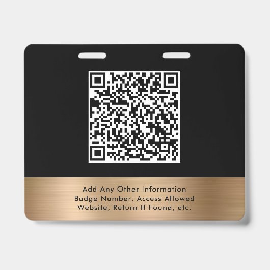 Luxury QR Code Black Gold Event Access Pass ID バッジ (裏面)