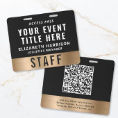 Luxury QR Code Black Gold Event Access Pass ID バッジ