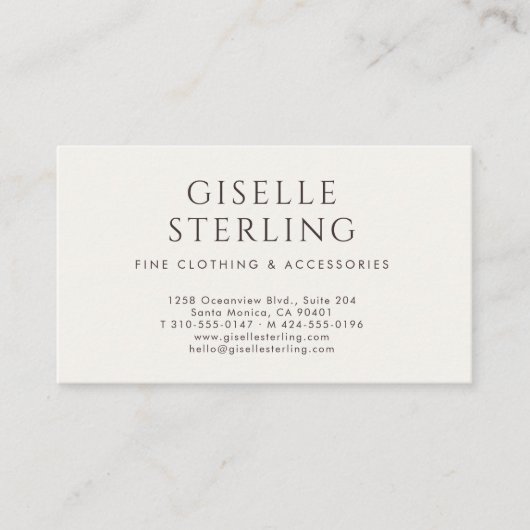 Luxury QR Code Boutique Fashion Ivory 名刺 (正面)