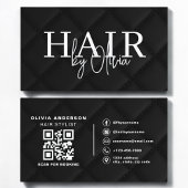 Luxury QR Code Hair Stylist Black Quilted Fabric 名刺