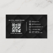 Luxury QR Code Hair Stylist Black Quilted Fabric 名刺 (裏面)