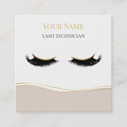 Luxury QR code Lash Technician スクエア名刺 (正面)