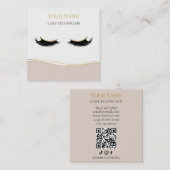 Luxury QR code Lash Technician スクエア名刺 (正面/裏面)