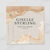 Luxury QR Code Linen Watercolor Gold Foil  スクエア名刺 (正面)