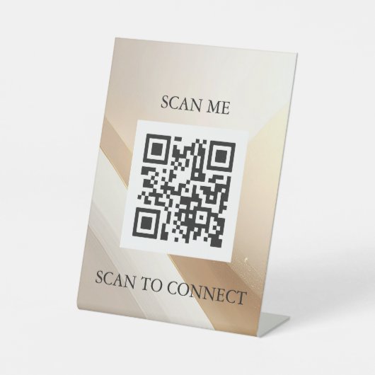 Luxury QR Code Sign | Scan Me Table Sign | Minimal 台座サイン (正面)