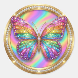 Luxury Rainbow Glitter Butterfly  ラウンドシール