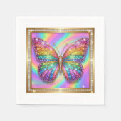 Luxury Rainbow Glitter Butterfly Party Paper スタンダードカクテルナプキン (正面)