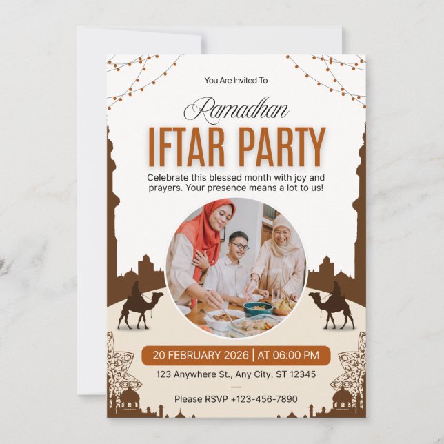 Luxury Ramadan Iftar Invitation | Elegant Islamic  (正面)