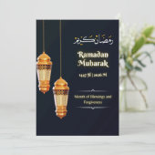 Luxury Ramadan Mubarak Card – Islamic Lantern Desi 招待状 (スタンド正面)