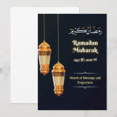 Luxury Ramadan Mubarak Card – Islamic Lantern Desi 招待状 (正面/裏面)