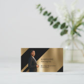 Luxury Real Estate Agent Black & Gold Black Luxe 名刺 (スタンド正面)
