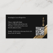 Luxury Real Estate Agent Black & Gold Black Luxe 名刺 (裏面)