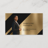Luxury Real Estate Agent Black & Gold Black Luxe 名刺 (正面)