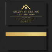 Luxury Real Estate Agent Black Gold Metallic 名刺