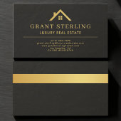 Luxury Real Estate Agent Black Gold Stone 名刺