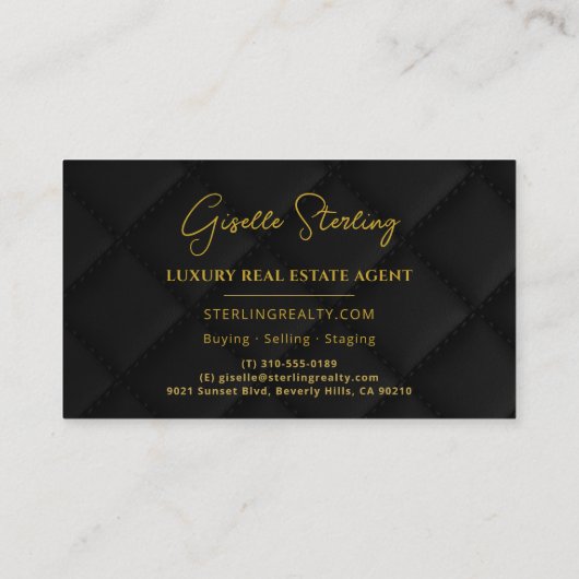 Luxury Real Estate Agent Broker Black Gold 名刺 (裏面)
