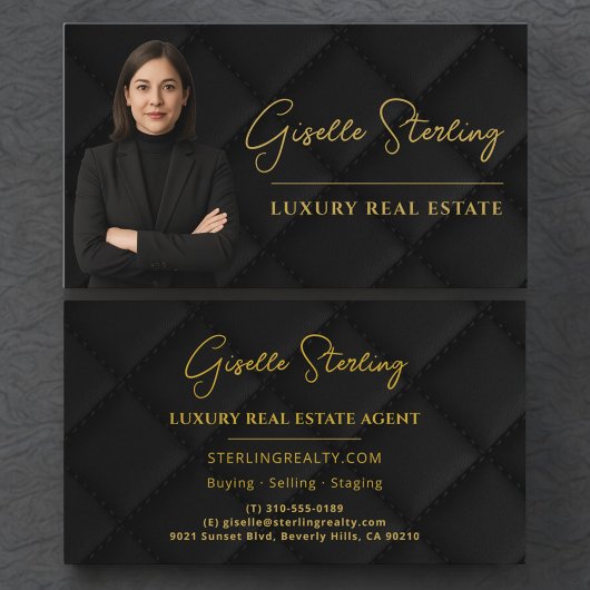 Luxury Real Estate Agent Broker Black Gold 名刺