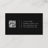 Luxury Real Estate Agent Elegant Black QR Code  名刺 (裏面)