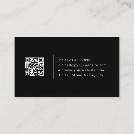 Luxury Real Estate Agent Elegant Black QR Code  名刺 (裏面)