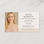 Luxury Real Estate Agent Neutral Beige Photo 名刺 (正面)