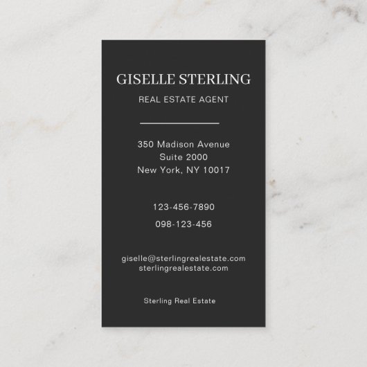 Luxury Real Estate Agent Photo Professional 名刺 (裏面)