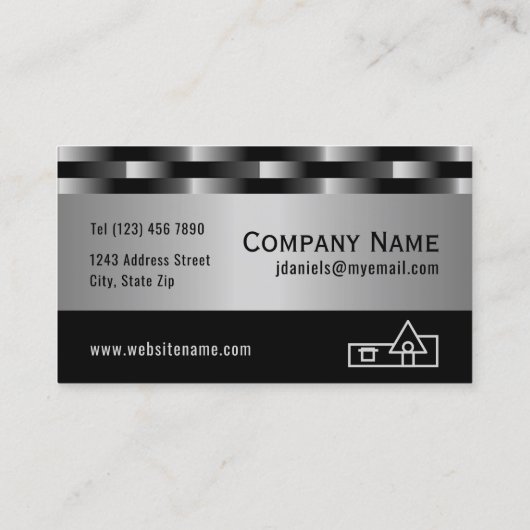 Luxury Real Estate Agent Professional Metallic 名刺 (裏面)