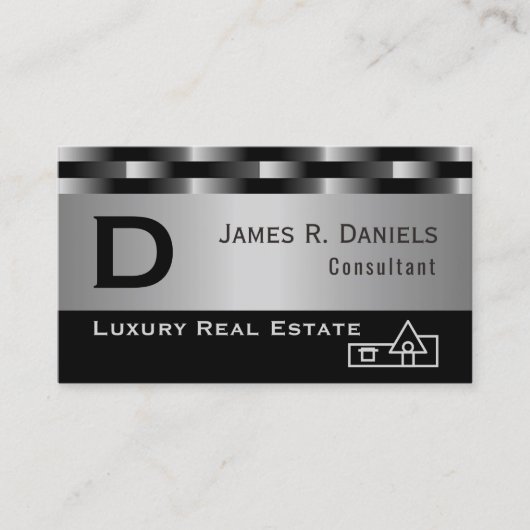 Luxury Real Estate Agent Professional Metallic 名刺 (正面)