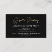 Luxury Real Estate Agent QR Code Black Gold Photo  名刺 (裏面)