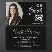 Luxury Real Estate Agent QR Code Black Gold Photo  名刺