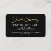 Luxury Real Estate Agent QR Code Black Gold Photo 名刺 (裏面)