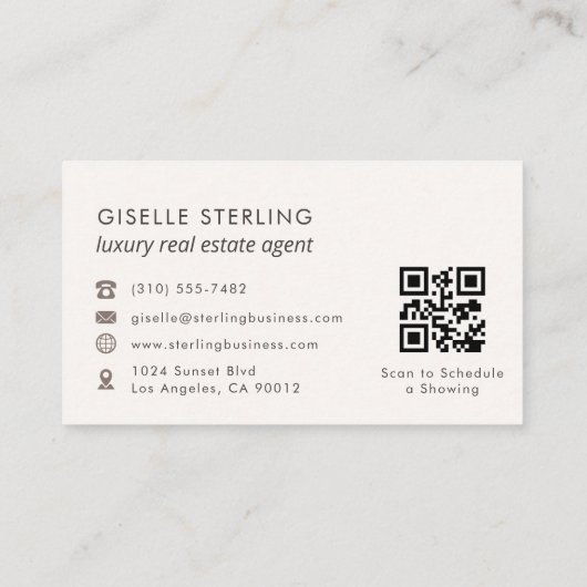 Luxury Real Estate Agent QR Code Blush Pink  名刺 (裏面)
