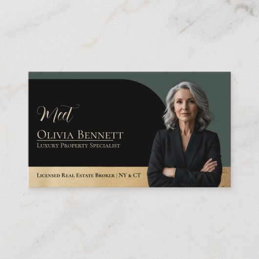 Luxury Real Estate Arch Frame Photo Black Gold 名刺 (正面)