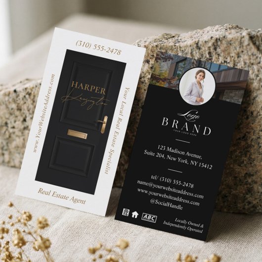 Luxury Real Estate Black Door Professional Photo 名刺
