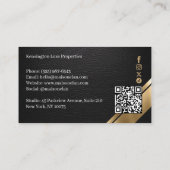 Luxury Real Estate Black & Gold Black Leather Luxe 名刺 (裏面)