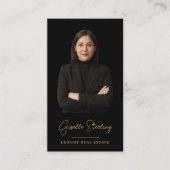Luxury Real Estate Black Gold Modern Professional 名刺 (正面)
