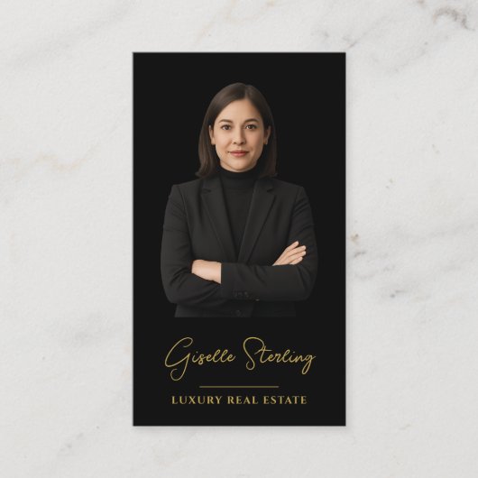 Luxury Real Estate Black Gold Modern Professional 名刺 (正面)