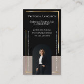 Luxury Real Estate Black Gold Photo Monogram 名刺 (裏面)