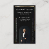 Luxury Real Estate Black Gold Photo Monogram 名刺 (裏面)